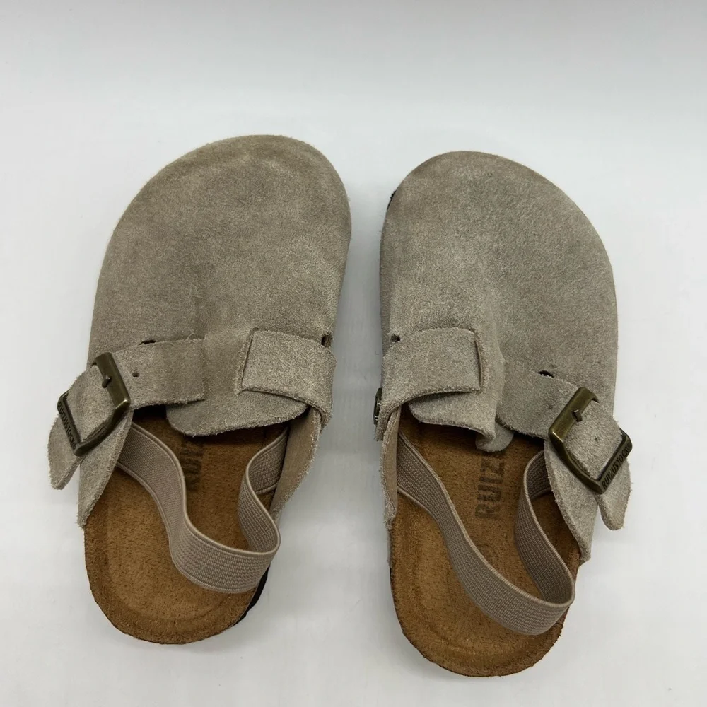 Ruizustock Kids Beige Suede Buckle Mules Size 26 toddler